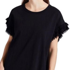 Current/Elliott black Jersey knit ruffle sleeve tee size S